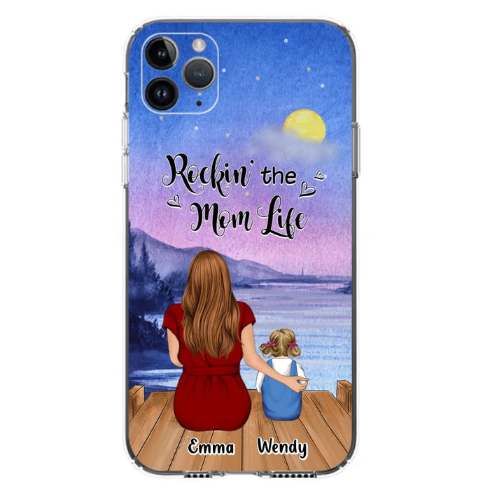 Custom Personalized Mom Phone Case - Mom With Upto 5 Children - Best Gift For Mother's Day/Family - Rockin' The Mom Life - Case for iPhone/Samsung