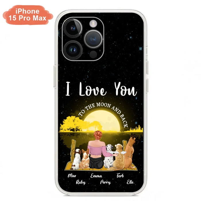 Custom Personalized Girl & Pet Moon Light iPhone & Samsung Case - Gift Idea For Pet Lover with up 5 Pets - I Love You To The Moon and Back