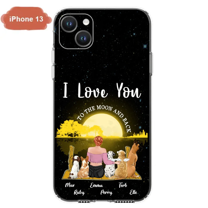 Custom Personalized Girl & Pet Moon Light iPhone & Samsung Case - Gift Idea For Pet Lover with up 5 Pets - I Love You To The Moon and Back