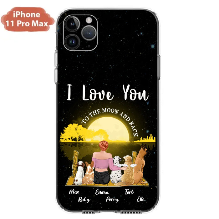 Custom Personalized Girl & Pet Moon Light iPhone & Samsung Case - Gift Idea For Pet Lover with up 5 Pets - I Love You To The Moon and Back