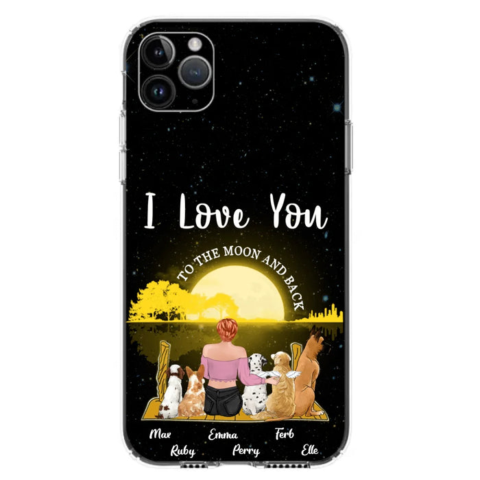 Custom Personalized Girl & Pet Moon Light iPhone & Samsung Case - Gift Idea For Pet Lover with up 5 Pets - I Love You To The Moon and Back