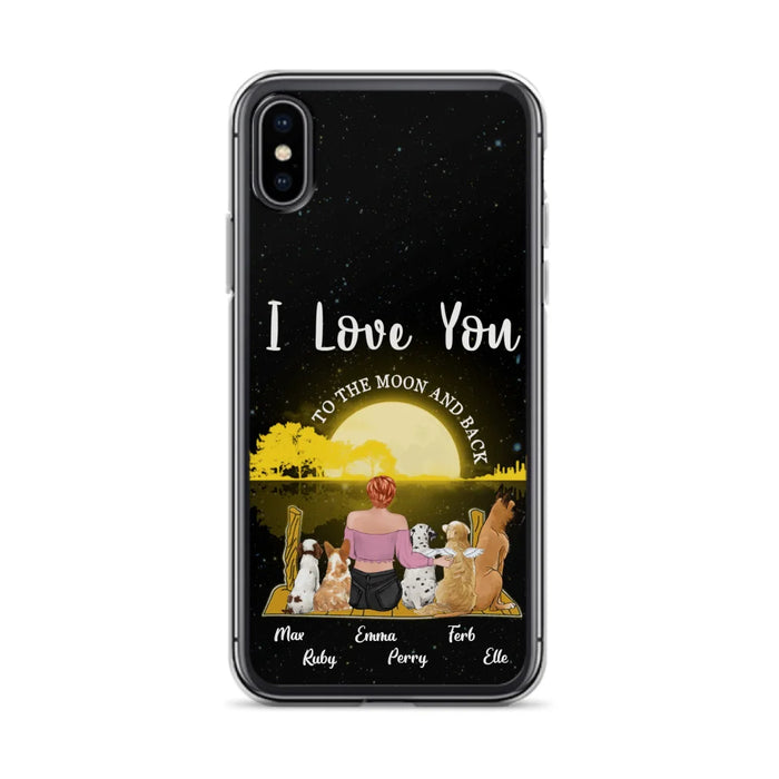 Custom Personalized Girl & Pet Moon Light iPhone & Samsung Case - Gift Idea For Pet Lover with up 5 Pets - I Love You To The Moon and Back