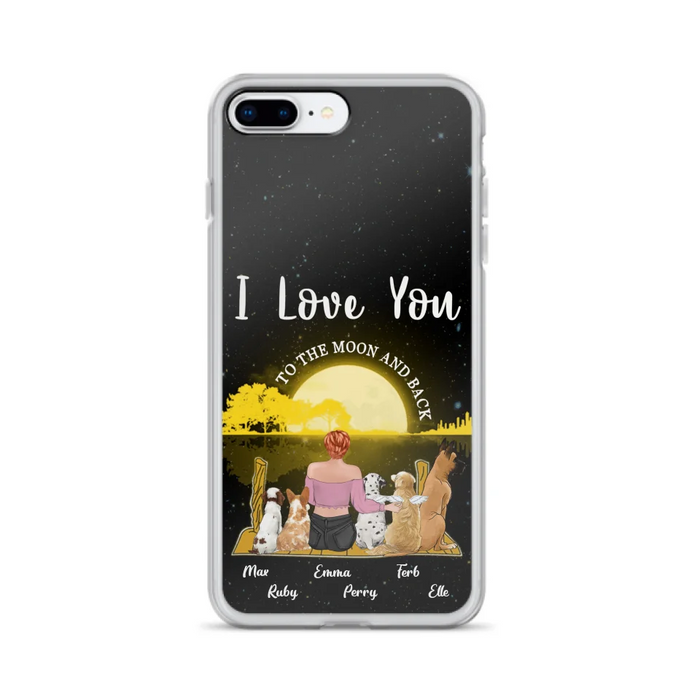 Custom Personalized Girl & Pet Moon Light iPhone & Samsung Case - Gift Idea For Pet Lover with up 5 Pets - I Love You To The Moon and Back