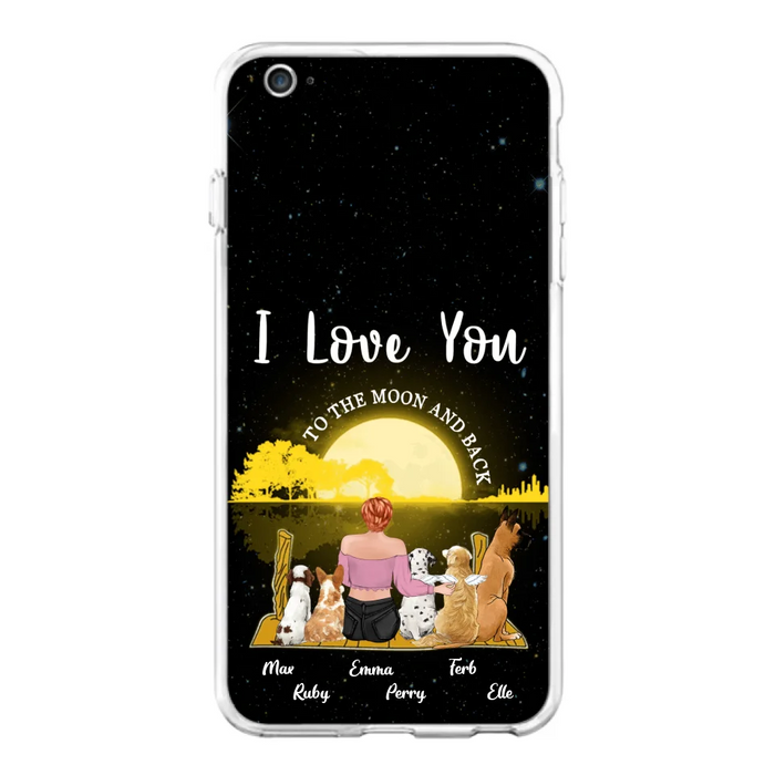 Custom Personalized Girl & Pet Moon Light iPhone & Samsung Case - Gift Idea For Pet Lover with up 5 Pets - I Love You To The Moon and Back