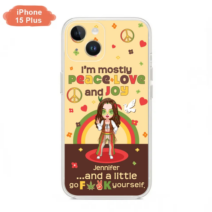 Custom Personalized Chibi Girl Case for iPhone/ Samsung - Gift Idea For Best Friend - I'm Mostly Peace Love and Joy