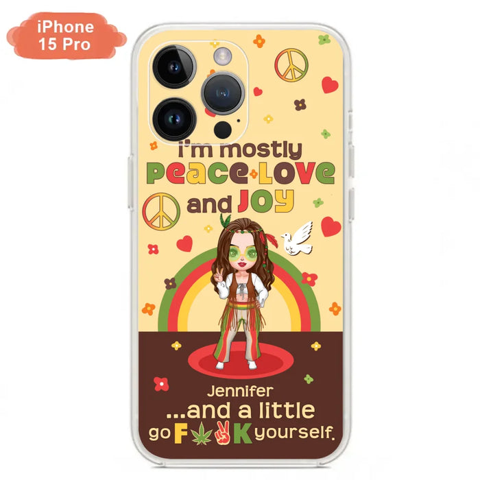 Custom Personalized Chibi Girl Case for iPhone/ Samsung - Gift Idea For Best Friend - I'm Mostly Peace Love and Joy