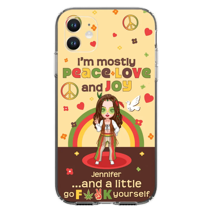 Custom Personalized Chibi Girl Case for iPhone/ Samsung - Gift Idea For Best Friend - I'm Mostly Peace Love and Joy