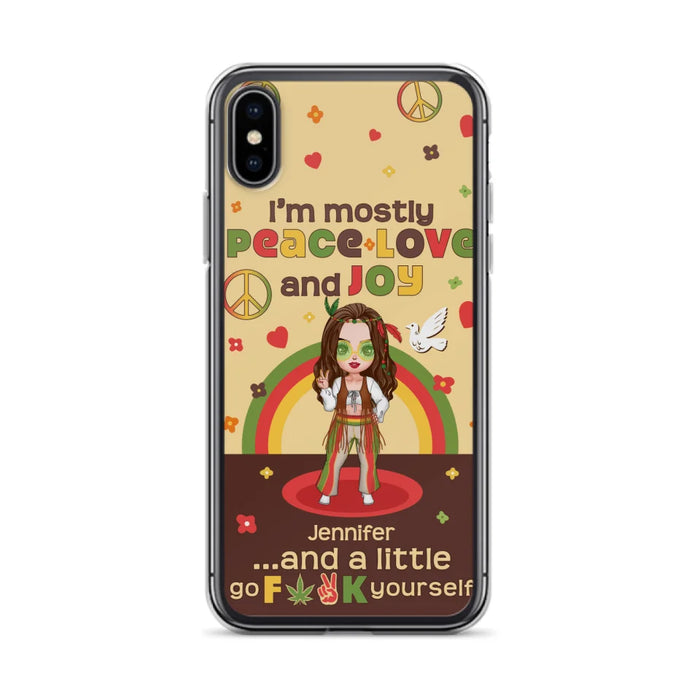 Custom Personalized Chibi Girl Case for iPhone/ Samsung - Gift Idea For Best Friend - I'm Mostly Peace Love and Joy