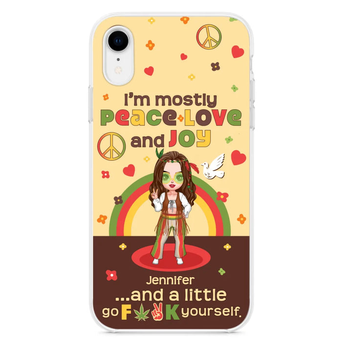 Custom Personalized Chibi Girl Case for iPhone/ Samsung - Gift Idea For Best Friend - I'm Mostly Peace Love and Joy