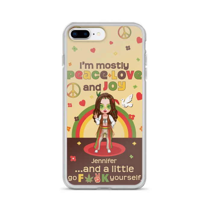 Custom Personalized Chibi Girl Case for iPhone/ Samsung - Gift Idea For Best Friend - I'm Mostly Peace Love and Joy