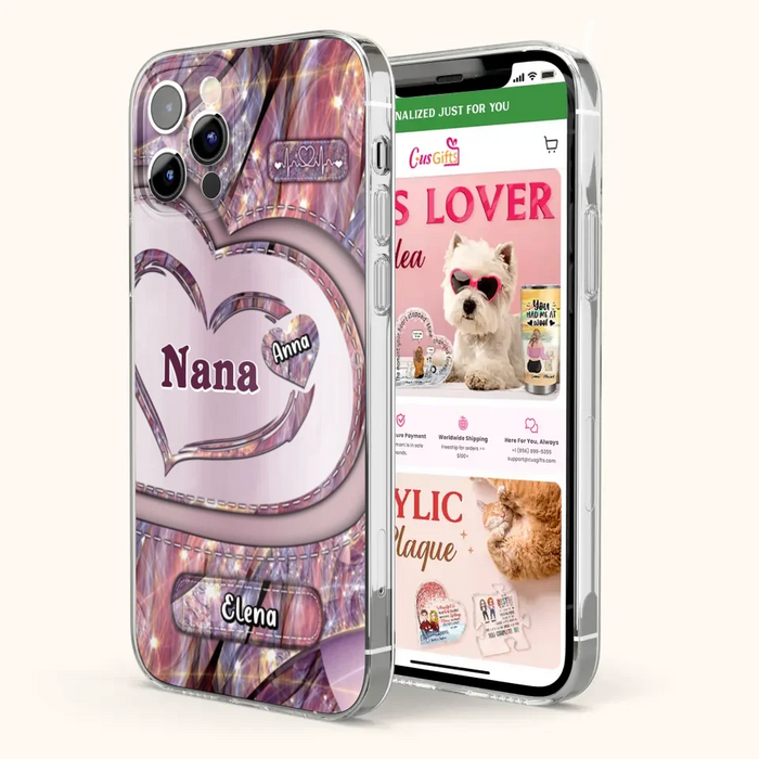 Custom Personalized Grandma With Sweet Heart Kids Phone Case  - With Up To 9 Kids - Best Gift Idea For Grandma - Cases For iPhone & Samsung