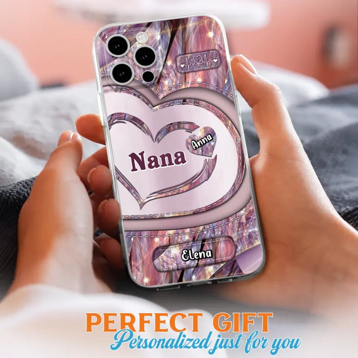 Custom Personalized Grandma With Sweet Heart Kids Phone Case  - With Up To 9 Kids - Best Gift Idea For Grandma - Cases For iPhone & Samsung