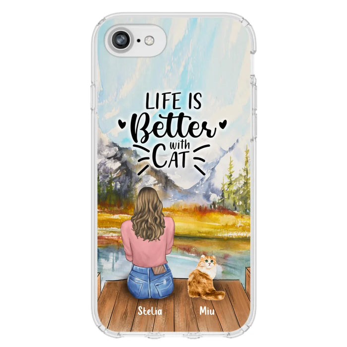 Custom Personalized Cat Mom Phone Case - Gifts For Cat Lovers With Upto 4 Cats - You Had Me At Meow - Case For iPhone(Update Iphone 14), Samsung And Xiaomi