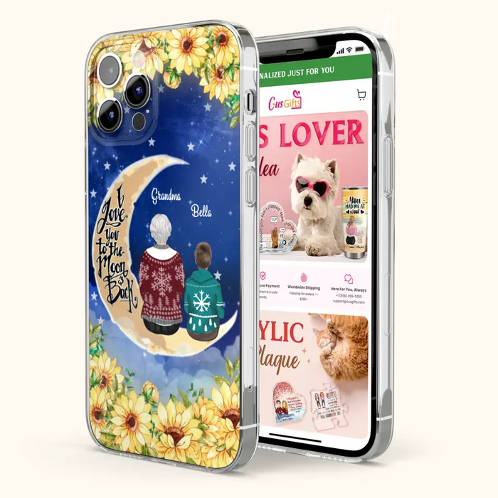 Custom Personalized Grandma & Grandchilds Sitting On Moon Phone Case - Upto 3 Kids - Gift Idea For Grandma - I Love You To The Moon And Back - Cases For iPhone & Samsung