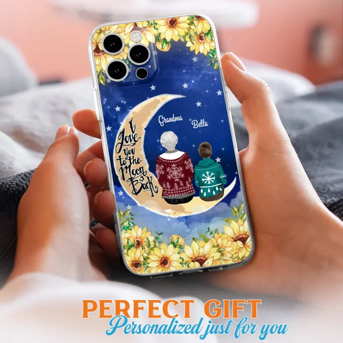 Custom Personalized Grandma & Grandchilds Sitting On Moon Phone Case - Upto 3 Kids - Gift Idea For Grandma - I Love You To The Moon And Back - Cases For iPhone & Samsung