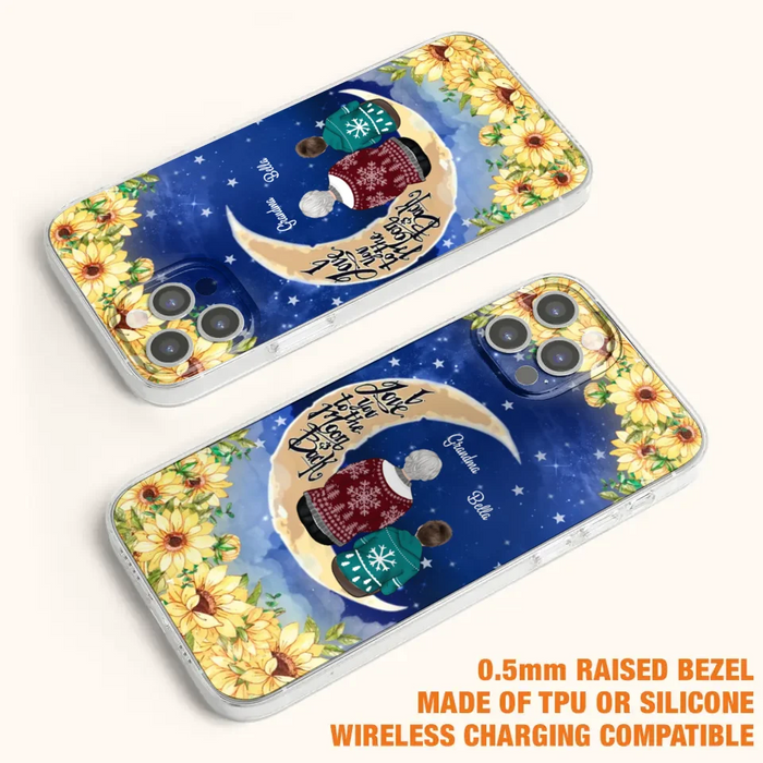 Custom Personalized Grandma & Grandchilds Sitting On Moon Phone Case - Upto 3 Kids - Gift Idea For Grandma - I Love You To The Moon And Back - Cases For iPhone & Samsung