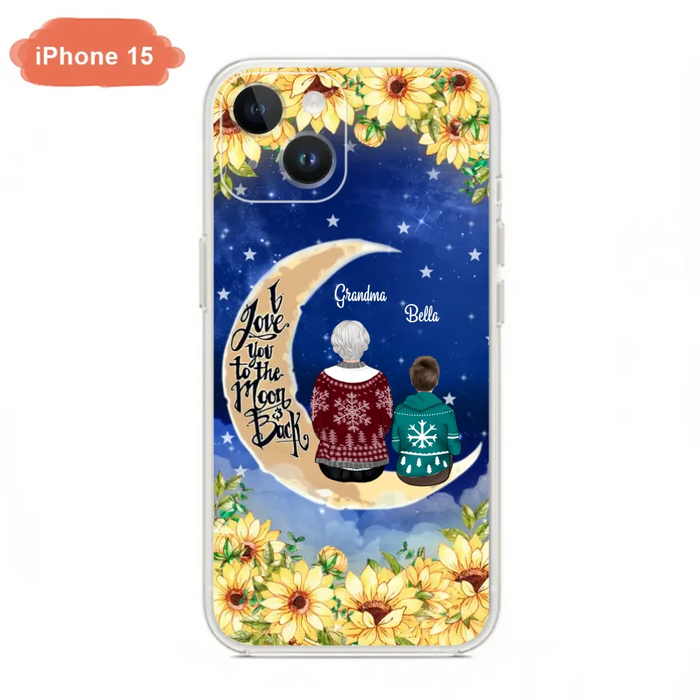 Custom Personalized Grandma & Grandchilds Sitting On Moon Phone Case - Upto 3 Kids - Gift Idea For Grandma - I Love You To The Moon And Back - Cases For iPhone & Samsung