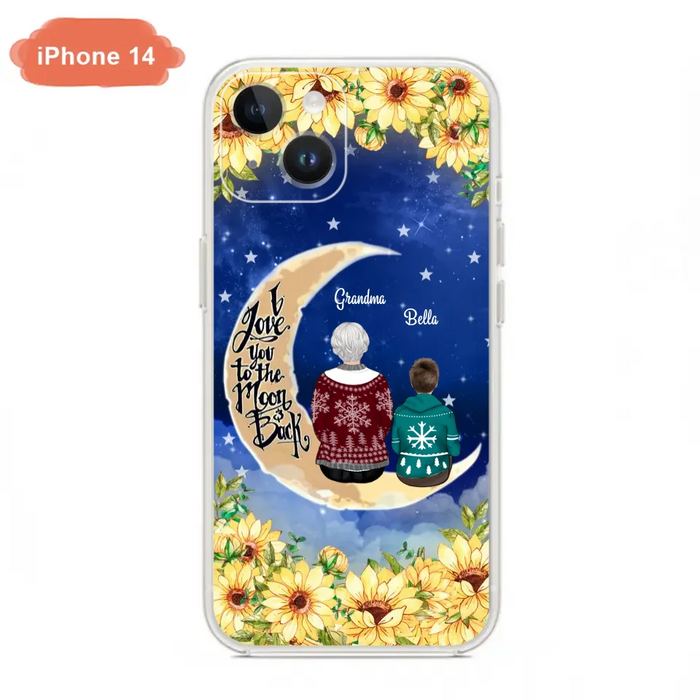 Custom Personalized Grandma & Grandchilds Sitting On Moon Phone Case - Upto 3 Kids - Gift Idea For Grandma - I Love You To The Moon And Back - Cases For iPhone & Samsung