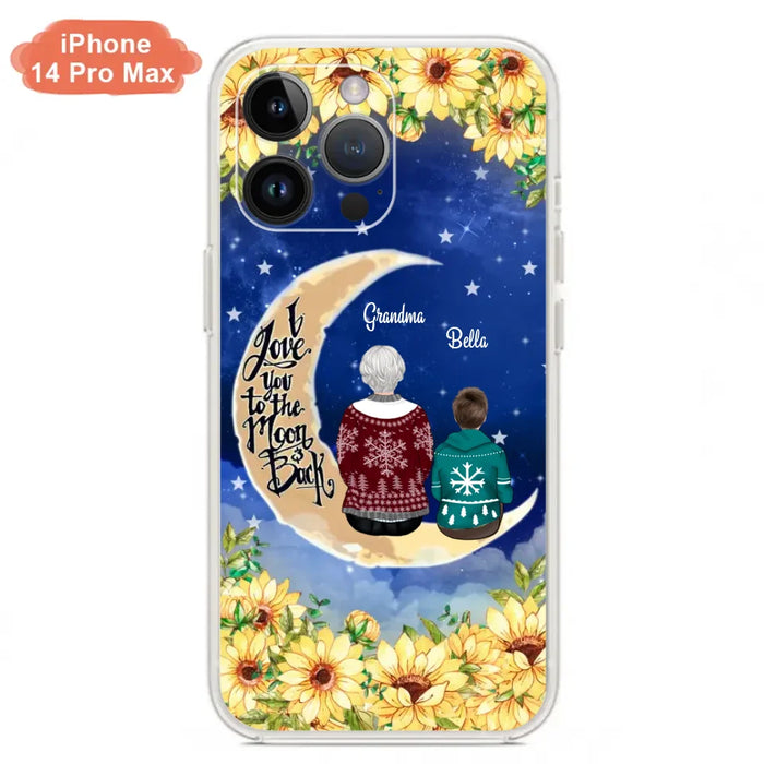 Custom Personalized Grandma & Grandchilds Sitting On Moon Phone Case - Upto 3 Kids - Gift Idea For Grandma - I Love You To The Moon And Back - Cases For iPhone & Samsung