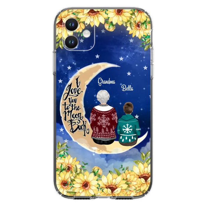 Custom Personalized Grandma & Grandchilds Sitting On Moon Phone Case - Upto 3 Kids - Gift Idea For Grandma - I Love You To The Moon And Back - Cases For iPhone & Samsung