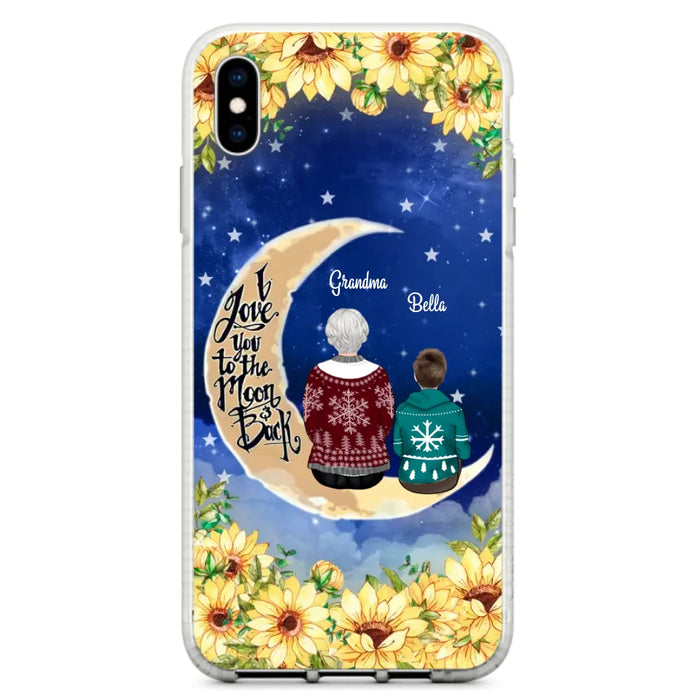 Custom Personalized Grandma & Grandchilds Sitting On Moon Phone Case - Upto 3 Kids - Gift Idea For Grandma - I Love You To The Moon And Back - Cases For iPhone & Samsung