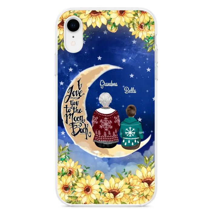 Custom Personalized Grandma & Grandchilds Sitting On Moon Phone Case - Upto 3 Kids - Gift Idea For Grandma - I Love You To The Moon And Back - Cases For iPhone & Samsung