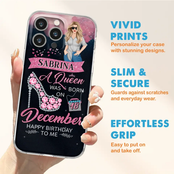 Custom Personalized Birthday Queen Phone Case - Gift Idea For Friends/Birthday - A Queen Was Born - Case for iPhone/Samsung