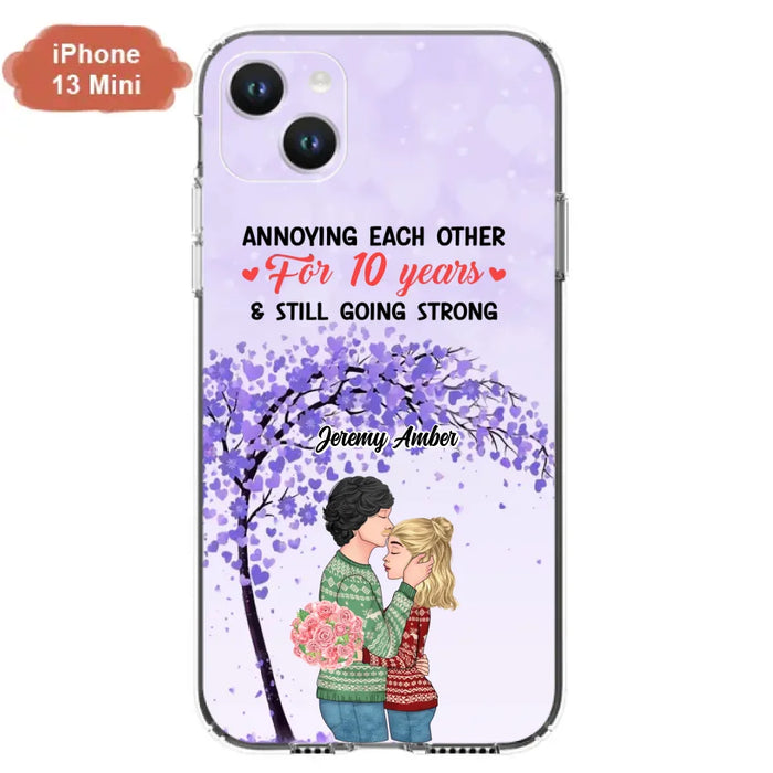 Custom Personalized Couple Kissing Phone Case - Gift Idea For Couple/Lovers - Annoying Each Other For 10 Years & Still Going Strong - Cases For iPhone & Samsung