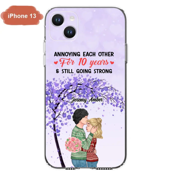 Custom Personalized Couple Kissing Phone Case - Gift Idea For Couple/Lovers - Annoying Each Other For 10 Years & Still Going Strong - Cases For iPhone & Samsung