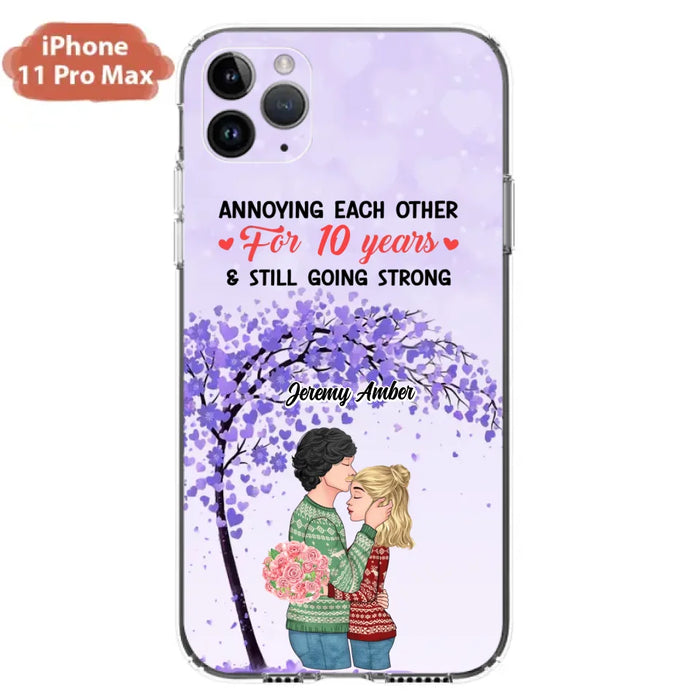 Custom Personalized Couple Kissing Phone Case - Gift Idea For Couple/Lovers - Annoying Each Other For 10 Years & Still Going Strong - Cases For iPhone & Samsung