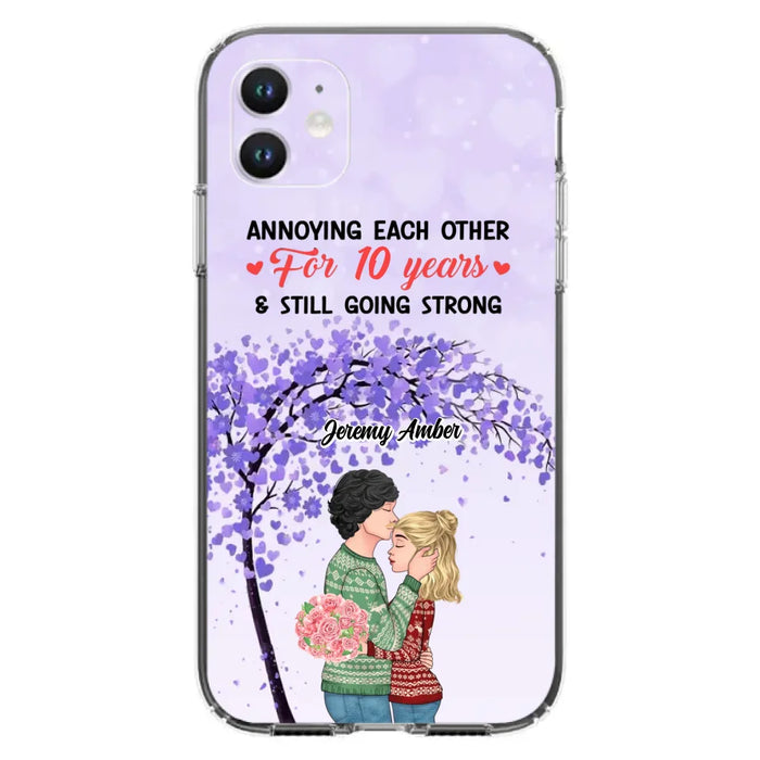 Custom Personalized Couple Kissing Phone Case - Gift Idea For Couple/Lovers - Annoying Each Other For 10 Years & Still Going Strong - Cases For iPhone & Samsung