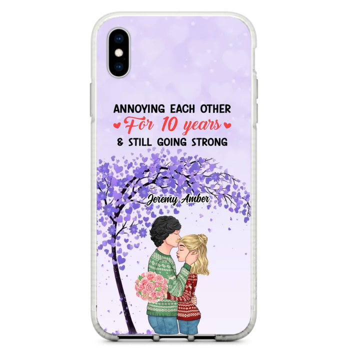 Custom Personalized Couple Kissing Phone Case - Gift Idea For Couple/Lovers - Annoying Each Other For 10 Years & Still Going Strong - Cases For iPhone & Samsung