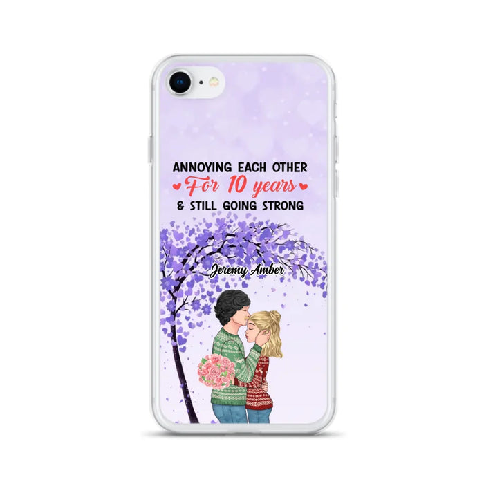 Custom Personalized Couple Kissing Phone Case - Gift Idea For Couple/Lovers - Annoying Each Other For 10 Years & Still Going Strong - Cases For iPhone & Samsung