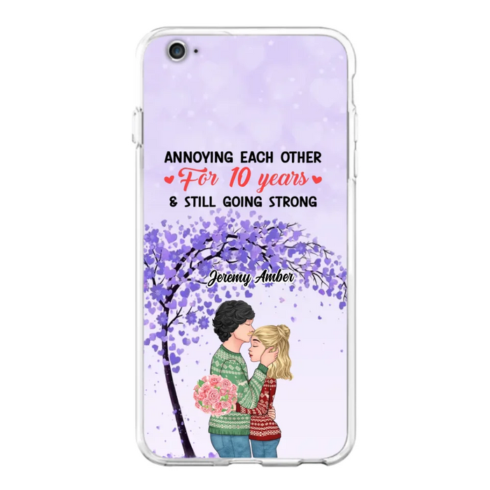 Custom Personalized Couple Kissing Phone Case - Gift Idea For Couple/Lovers - Annoying Each Other For 10 Years & Still Going Strong - Cases For iPhone & Samsung