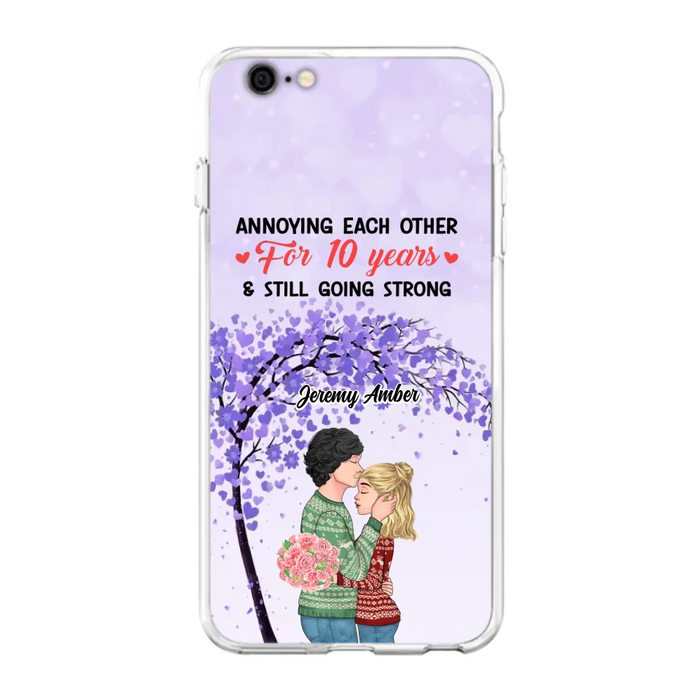 Custom Personalized Couple Kissing Phone Case - Gift Idea For Couple/Lovers - Annoying Each Other For 10 Years & Still Going Strong - Cases For iPhone & Samsung