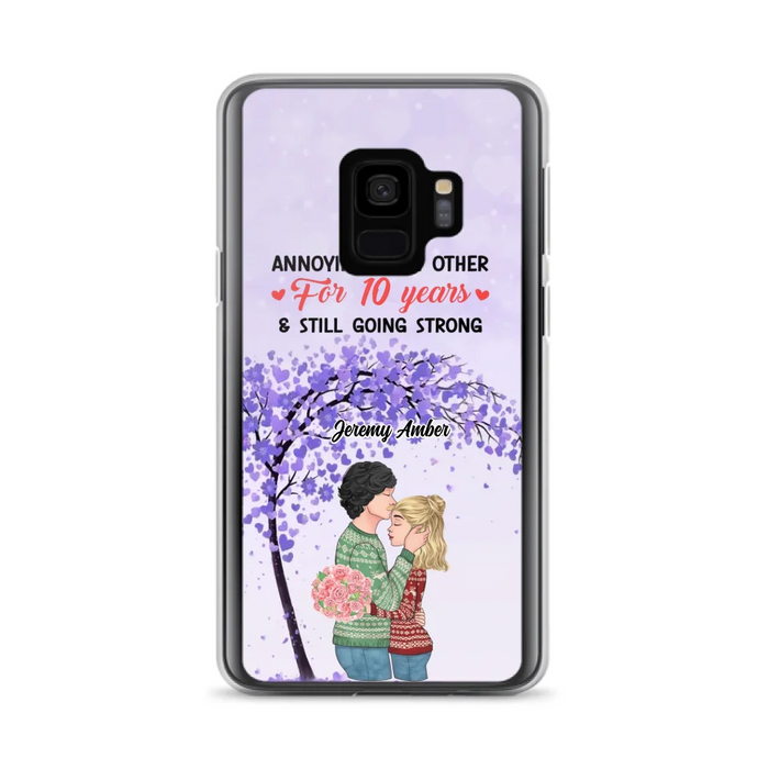 Custom Personalized Couple Kissing Phone Case - Gift Idea For Couple/Lovers - Annoying Each Other For 10 Years & Still Going Strong - Cases For iPhone & Samsung