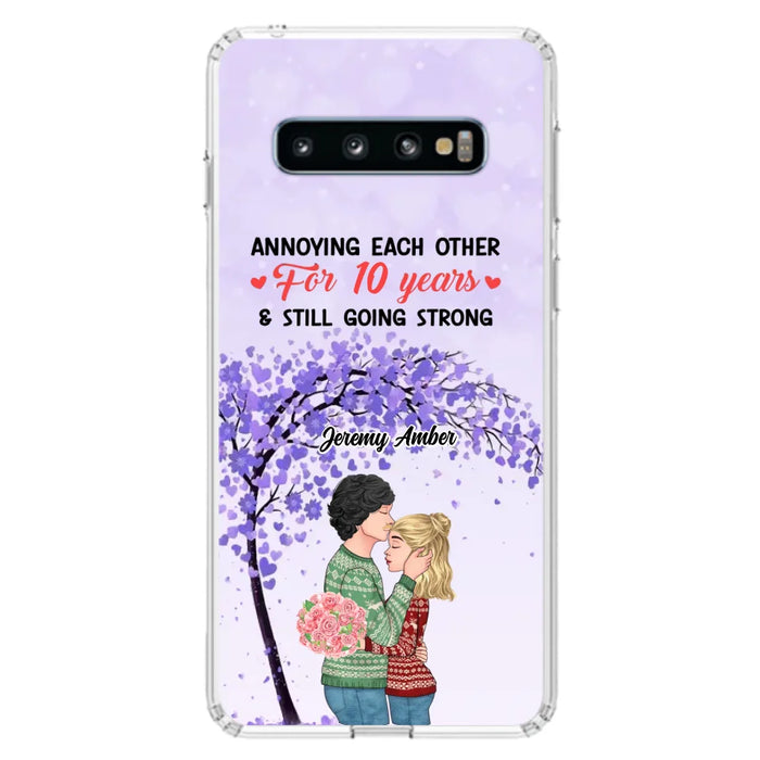 Custom Personalized Couple Kissing Phone Case - Gift Idea For Couple/Lovers - Annoying Each Other For 10 Years & Still Going Strong - Cases For iPhone & Samsung