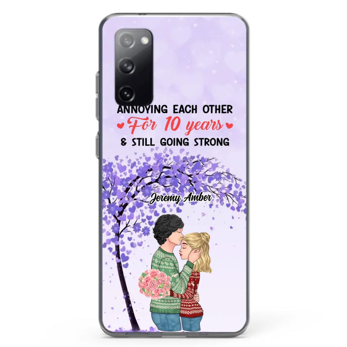 Custom Personalized Couple Kissing Phone Case - Gift Idea For Couple/Lovers - Annoying Each Other For 10 Years & Still Going Strong - Cases For iPhone & Samsung