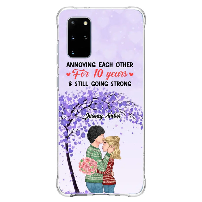 Custom Personalized Couple Kissing Phone Case - Gift Idea For Couple/Lovers - Annoying Each Other For 10 Years & Still Going Strong - Cases For iPhone & Samsung