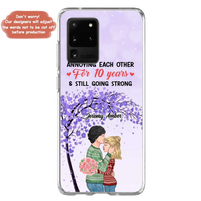 Custom Personalized Couple Kissing Phone Case - Gift Idea For Couple/Lovers - Annoying Each Other For 10 Years & Still Going Strong - Cases For iPhone & Samsung