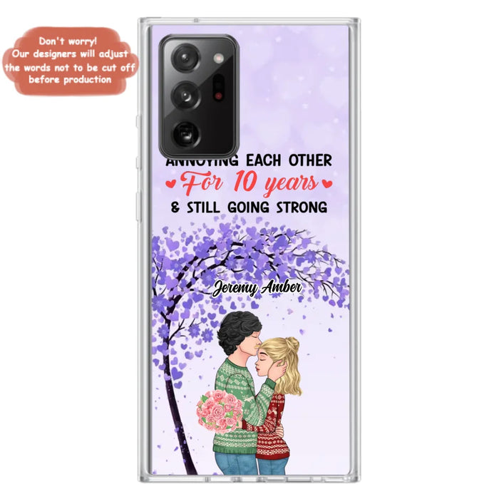 Custom Personalized Couple Kissing Phone Case - Gift Idea For Couple/Lovers - Annoying Each Other For 10 Years & Still Going Strong - Cases For iPhone & Samsung