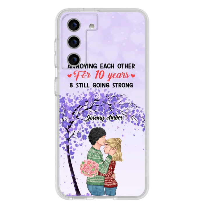 Custom Personalized Couple Kissing Phone Case - Gift Idea For Couple/Lovers - Annoying Each Other For 10 Years & Still Going Strong - Cases For iPhone & Samsung