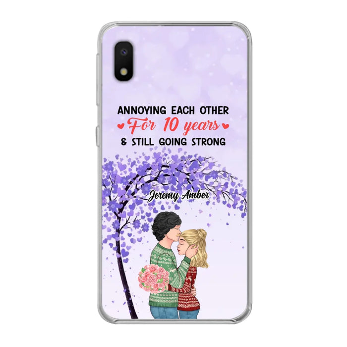 Custom Personalized Couple Kissing Phone Case - Gift Idea For Couple/Lovers - Annoying Each Other For 10 Years & Still Going Strong - Cases For iPhone & Samsung