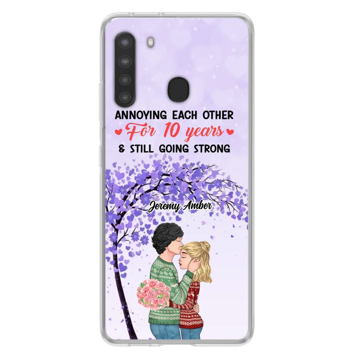 Custom Personalized Couple Kissing Phone Case - Gift Idea For Couple/Lovers - Annoying Each Other For 10 Years & Still Going Strong - Cases For iPhone & Samsung