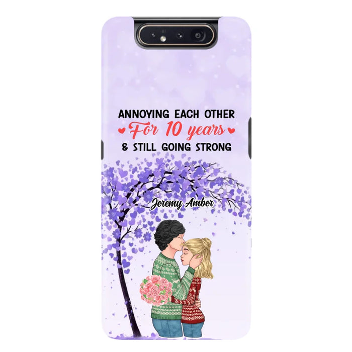 Custom Personalized Couple Kissing Phone Case - Gift Idea For Couple/Lovers - Annoying Each Other For 10 Years & Still Going Strong - Cases For iPhone & Samsung