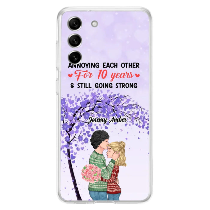 Custom Personalized Couple Kissing Phone Case - Gift Idea For Couple/Lovers - Annoying Each Other For 10 Years & Still Going Strong - Cases For iPhone & Samsung