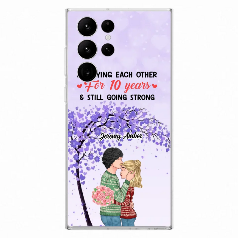 Custom Personalized Couple Kissing Phone Case - Gift Idea For Couple/Lovers - Annoying Each Other For 10 Years & Still Going Strong - Cases For iPhone & Samsung