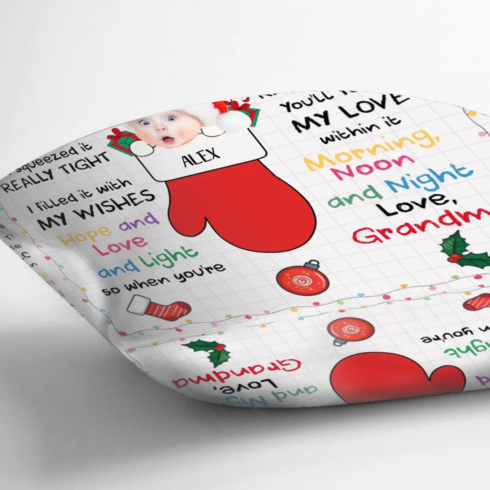 Custom Personalized Christmas Pillow Cover - Christmas Gift Idea From Grandma - Upload Photo - To My Grandson/ Granddaughter