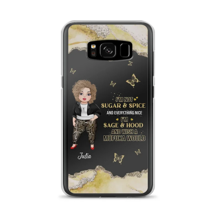 Custom Personalized Chubby Girl Phone Case for iPhone/ Samsung - Gift Idea For Friends/ Birthday - I'm Sage & Hood And Wish A Mufuka Would