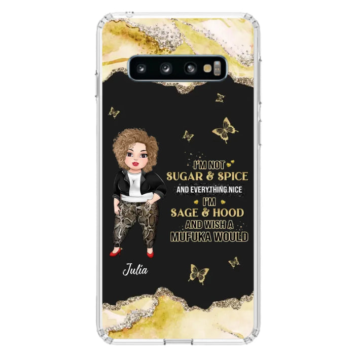 Custom Personalized Chubby Girl Phone Case for iPhone/ Samsung - Gift Idea For Friends/ Birthday - I'm Sage & Hood And Wish A Mufuka Would